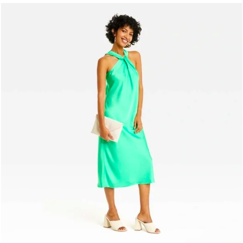 A New Day - Aqua Green - Halter Slip Dress